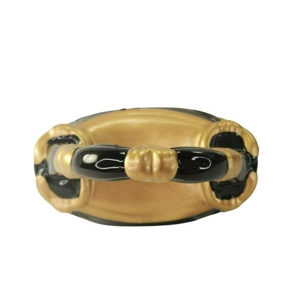 Davids Cookies Ceramic Purse Cookie Snack Jar Leopard Pattern Silver Gold Emboss - Picture 9 of 9